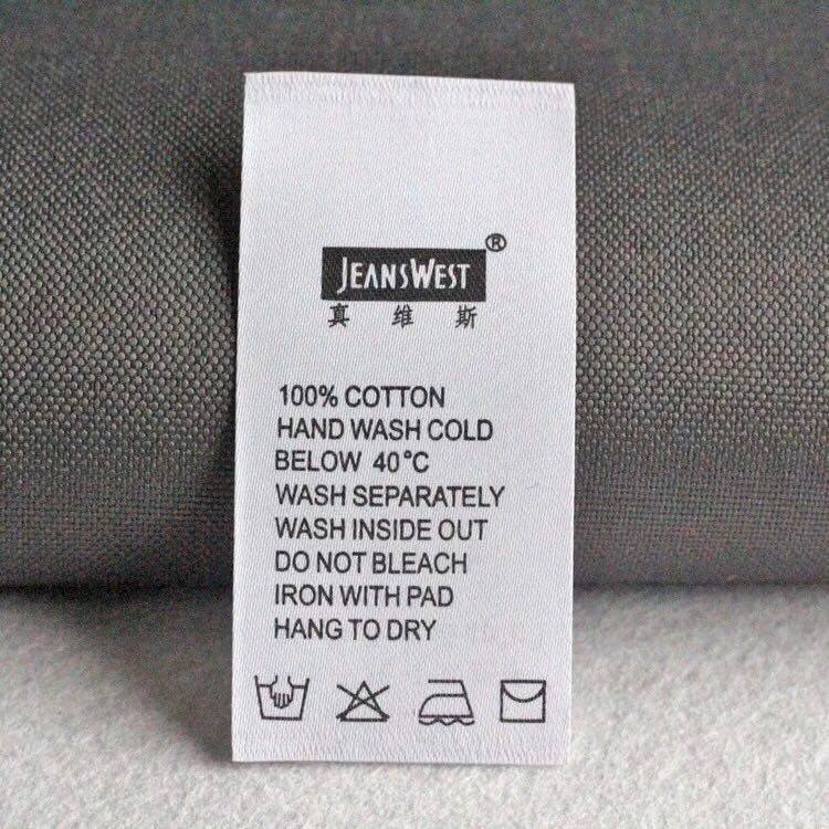 Eco-friendly satin label customized printing garment wash satin care label